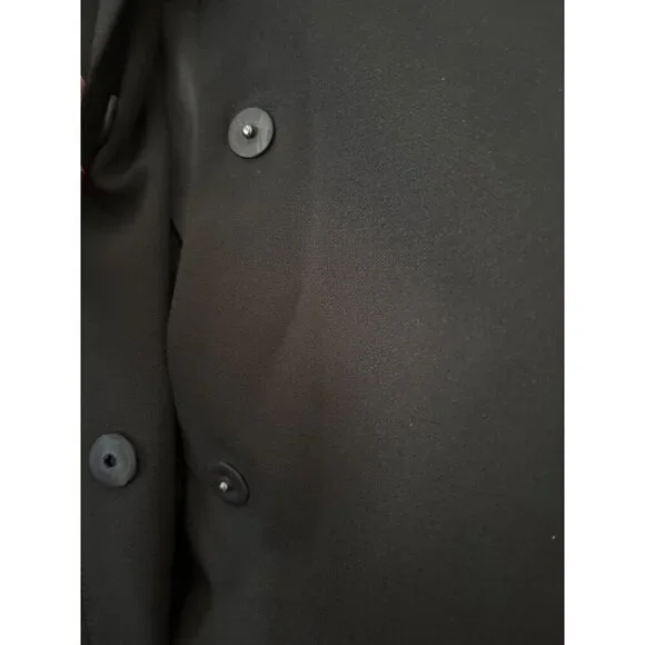 RALPH LAUREN L Black Coat with Snap Buttons Collarless‎ Oversize Look - Picture 4 of 5